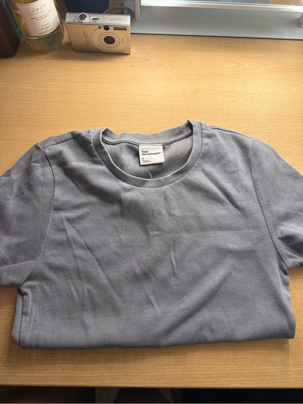 ARITZIA TNA Light Blue Crewneck Tee - Ribbed Knit, GREAT CONDITION, Size S